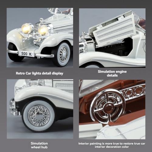 Mashes Mercedes Benz 1936 500K Special Roadster SUV Car 1:32 Scale Model Car Exclusive Alloy Metal Pull Back Die-cast Diecast Metal Pullback Toy Openable Doors & Light Music【Colors as Per Stock 】 - Image 4