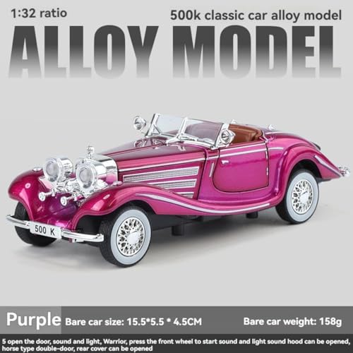 Mashes Mercedes Benz 1936 500K Special Roadster SUV Car 1:32 Scale Model Car Exclusive Alloy Metal Pull Back Die-cast Diecast Metal Pullback Toy Openable Doors & Light Music【Colors as Per Stock 】 - Image 5
