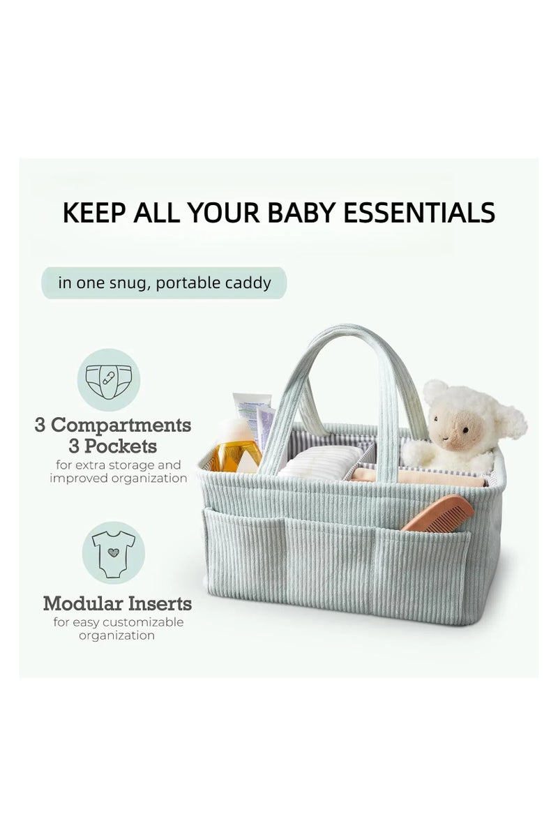Diaper Caddy, Diaper Organizer or Storage, Portable Nursery Storage and Car Organizer, A Baby Gift Registry, Baby Shower Essentials & Caddy Organizer (Mint Green) - Image 2