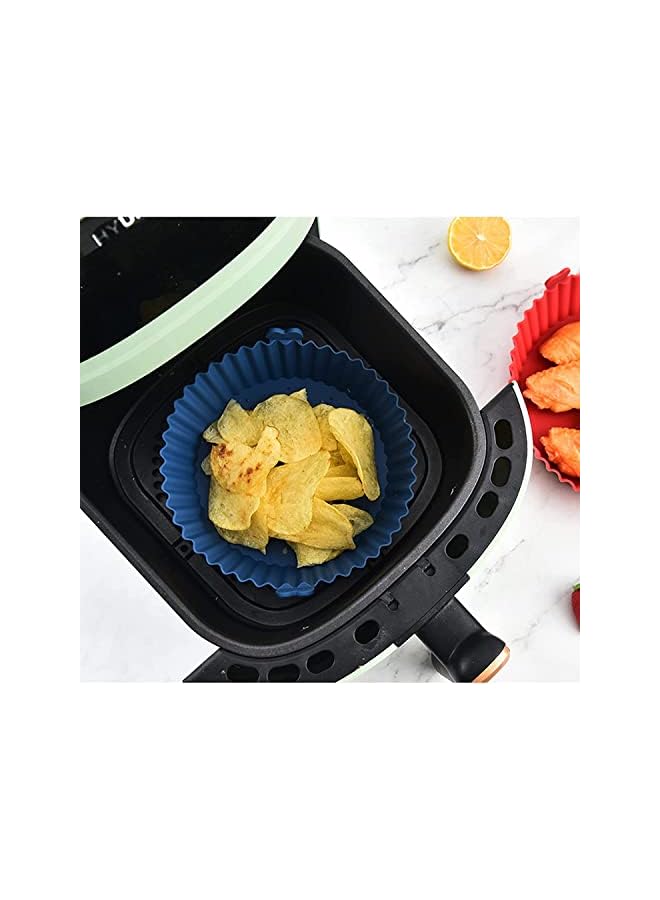 vesus 2PCS of 6.7 inches silicone air fryer with oil brush Reusable silicone for air fryer Non-stick oven accessories air fryer silicone liner air fryers silicone pot baking pan basket. - Image 2