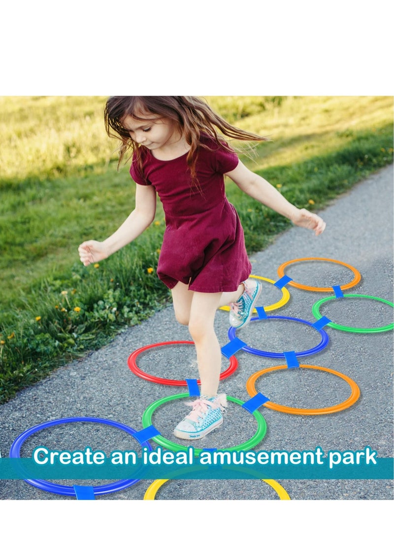 Hopscotch Squares Set - Hopscotch Ring Game with Hoops Squares Connectors Outdoor Indoor Obstacle Course,Balance and Agility Training for Kids and Adults(Hoop, 11 Inch)  - Image 3