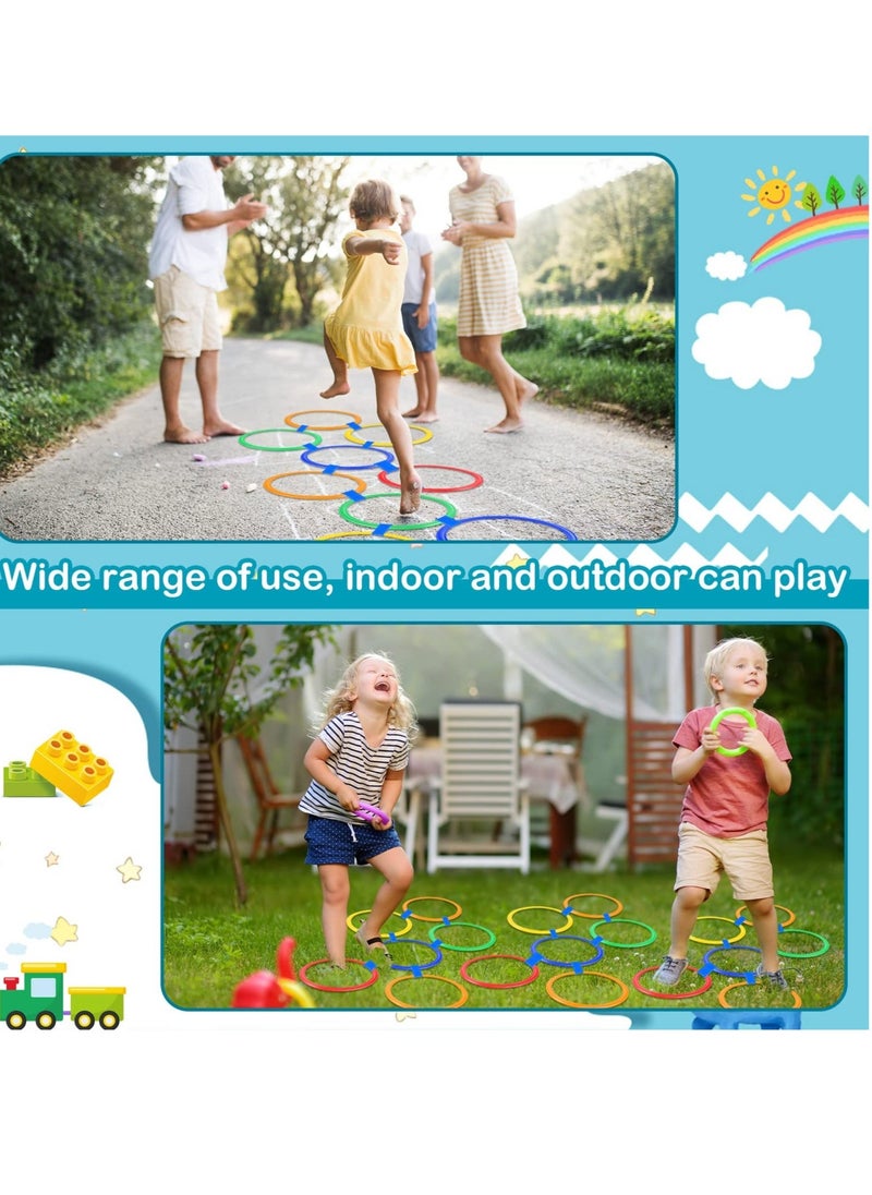 Hopscotch Squares Set - Hopscotch Ring Game with Hoops Squares Connectors Outdoor Indoor Obstacle Course,Balance and Agility Training for Kids and Adults(Hoop, 11 Inch)  - Image 4