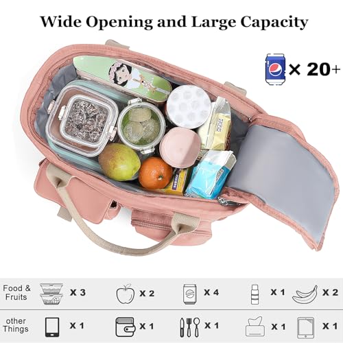 Hafmall 16L Large Pink Lunch Bag for Women, Loncheras para Mujer, Insulated Adult Lunch Tote Box for Work, 4.5Gallon - Image 2