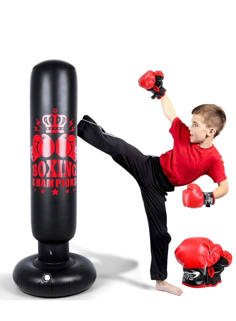 Generic Inflatable Punching Bag for Kids 63Children Sports Toy Free Standing Bounce Back Tumbler for Sparring Boxing Suitable Karate Kickboxing Gift Boys Girls - Image 1