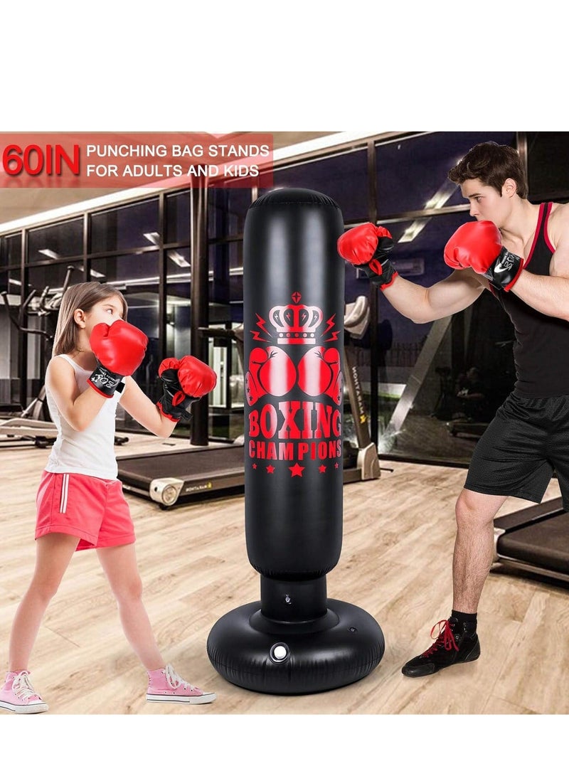 Generic Inflatable Punching Bag for Kids 63Children Sports Toy Free Standing Bounce Back Tumbler for Sparring Boxing Suitable Karate Kickboxing Gift Boys Girls - Image 2