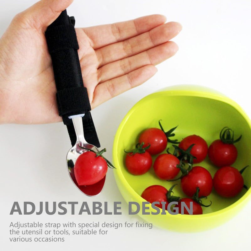 Adjustable Eating Aid Strap with Non Slip Utensil Holder for Disabled Elderly Assistance - Image 4