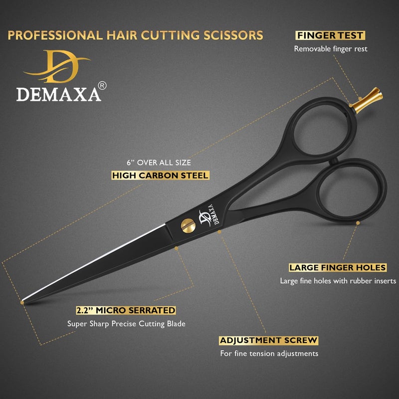 DEMAXA Professional Hair Scissors 6.5 Inch - Premium High Carbon Stainless Steel Barber Salon Hair Shears for Haircut Scissors - Ergonomic Design Super-Sharp Hair cutting Shears Blades - Image 2