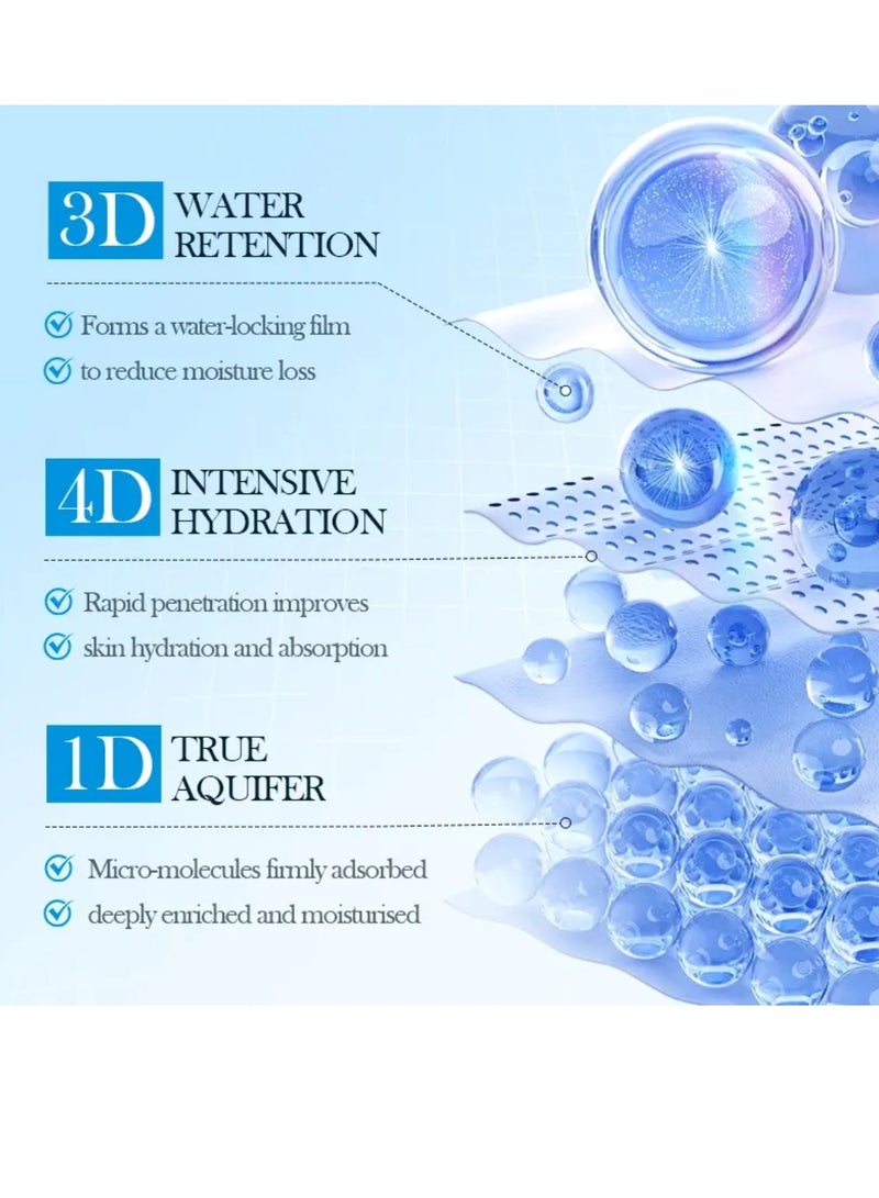 SADOER 10Pcs 8D Hyaluronic Acid Anti Wrinkle Mask Smooth Hydrating Moisturizing Facial Mask with peptides Centella Asiatica Collagen Face Mask for Women and Men All Skin Types Whitens Brightens Skin - Image 3