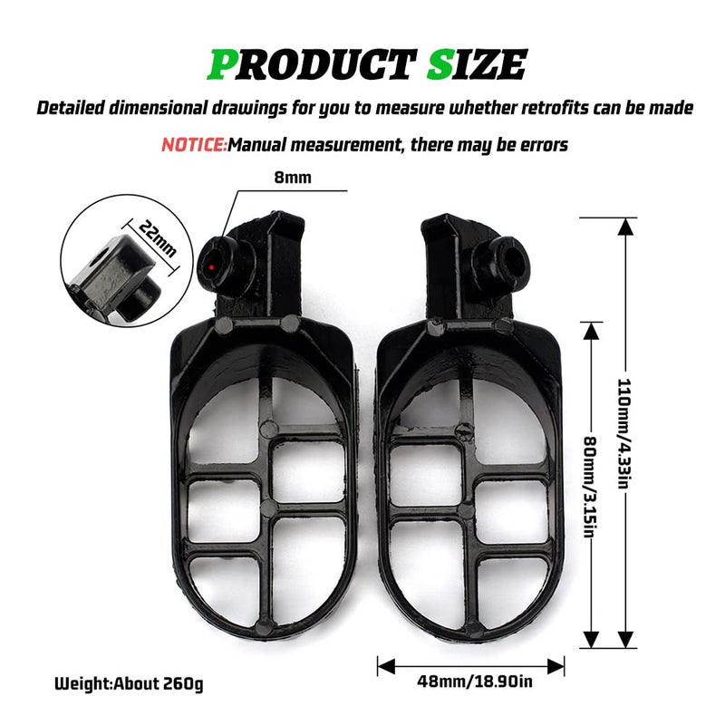 XINGWU Black Dirt Bike Footrest,Aluminium Footpegs Pedals,for XR50R PW50 CRF70 TW200 KLX110 CRF50 50cc 70cc 90cc 110cc 125cc TaoTao Motorcycle Part - Image 2