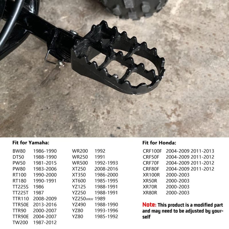 XINGWU Black Dirt Bike Footrest,Aluminium Footpegs Pedals,for XR50R PW50 CRF70 TW200 KLX110 CRF50 50cc 70cc 90cc 110cc 125cc TaoTao Motorcycle Part - Image 4