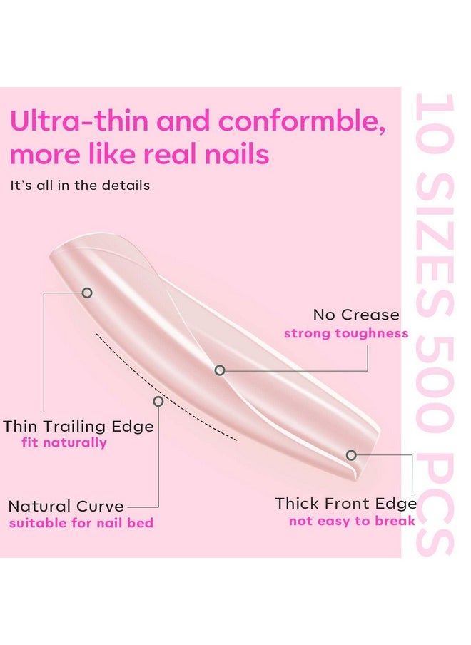 modelones - Gel X Nail Kit, Nail Tips And Glue Gel Kit With Nail Glue Gel, 500Pcs Long Coffin Nail 10Sizes, Nail Dehydrator, Ultra-Portable Led Nail Lamp, Gel Nail Extension Kit Salon Gifts For Women - Image 1