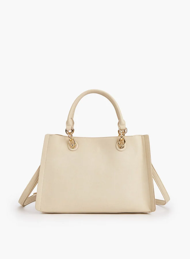 Flora Bella By Shoexpress Solid Tote Bag with Detachable Strap and Zip Closure