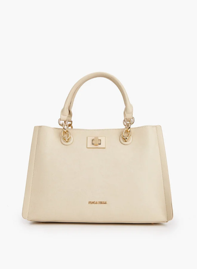 Flora Bella By Shoexpress Solid Tote Bag with Detachable Strap and Zip Closure