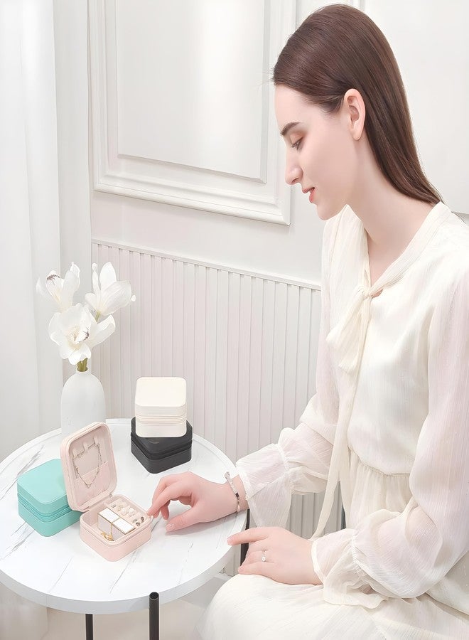 Jinila علبة تنظيم مجوهرات صغيرة من جينيلا، حقيبة تخزين مجوهرات محمولة للسفر مزودة بسحاب وفواصل للخواتم والأقراط والقلائد (عبوة من قطعة واحدة، ألوان متعددة) - Image 5