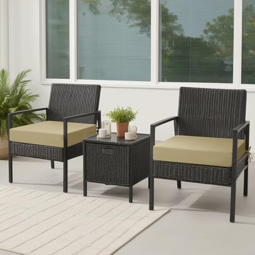 idee-home Outdoor Chair Cushions Set of 2, Waterproof Outdoor Seat Cushions for Patio Furniture, Outside Replacement Chair Pad with Ties for Lawn Deck Porch, 19 x 19 - Image 3