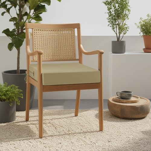 idee-home Outdoor Chair Cushions Set of 2, Waterproof Outdoor Seat Cushions for Patio Furniture, Outside Replacement Chair Pad with Ties for Lawn Deck Porch, 19 x 19 - Image 2