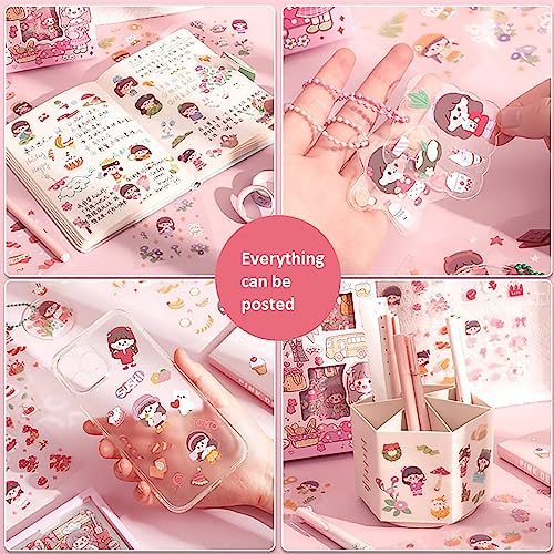 WISHKEY Adorable Cartoon Girl Theme 200 Sticker Sheet Set, Stationery Item for Kids, DIY Stickers for Notebook, Diary, Scrapbook, Multicolor, 3+Years (Pack of 1) - Image 3