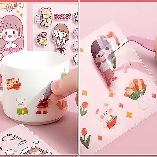 WISHKEY Adorable Cartoon Girl Theme 200 Sticker Sheet Set, Stationery Item for Kids, DIY Stickers for Notebook, Diary, Scrapbook, Multicolor, 3+Years (Pack of 1) - Image 4