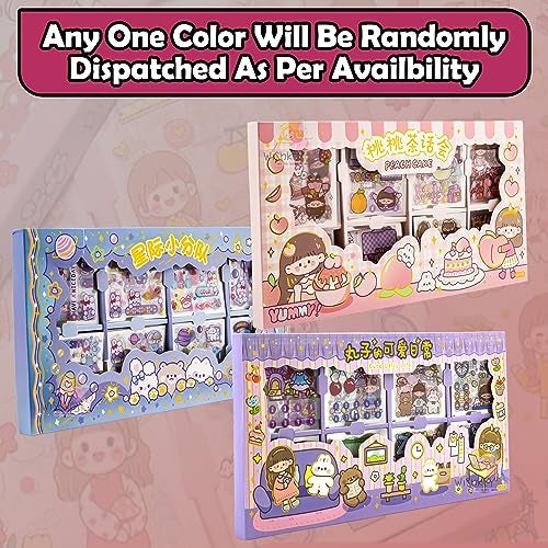WISHKEY Adorable Cartoon Girl Theme 200 Sticker Sheet Set, Stationery Item for Kids, DIY Stickers for Notebook, Diary, Scrapbook, Multicolor, 3+Years (Pack of 1) - Image 2