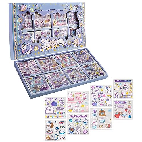 WISHKEY Adorable Cartoon Girl Theme 200 Sticker Sheet Set, Stationery Item for Kids, DIY Stickers for Notebook, Diary, Scrapbook, Multicolor, 3+Years (Pack of 1) - Image 1