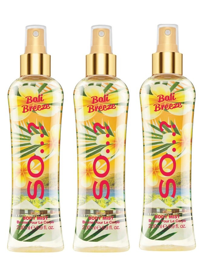 So..? So...? Summer Escapes Bali Breeze Body Mist For Women | 200ml | Pack of 3 | Tropical & Refreshing Women's Fragrance | Long-Lasting Fragrance Spray | Perfect for Daily Wear & Holiday Vibes - Image 1