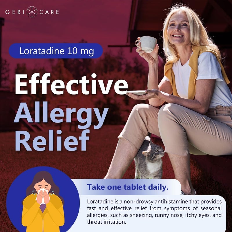 GeriCare Loratadine 10mg Tablets NonDrowsy 24Hour Allergy Relief Antihistamine AllergySinus Support Tablets for Runny Nose Sneezing Itchy 90 Count Pack of 1 - Image 5