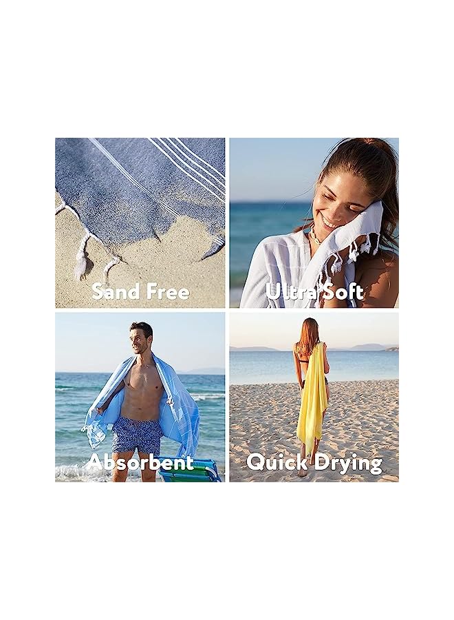 The Bros Turkish Beach Towel with Travel Bag 100x180 cm Quick Dry Sand Free Lightweight Large Oversized Beach Towel Turkish Towels Light Beach Towel Travel Towels (bluelightgrey)  - Image 5