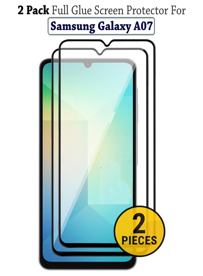 2 Pack Samsung Galaxy A07 Screen Protector | Tempered Glass Compatible with Samsung Galaxy A07| Screen Protector Full HD Quality Tempered Glass Anti-Scratch Edge to Edge Coverage with Easy Installation Kit - Black - Image 1