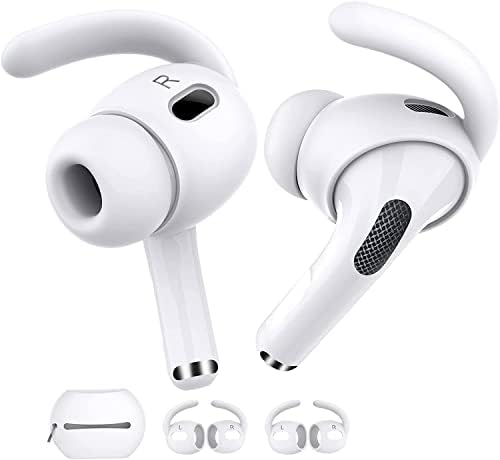 Mizi [2 Pair] Air Pods Pro 2nd Generation 2022/2023 Release Ear Hooks Covers [Added Storage Pouch] Anti Slip Grip [Not Fit in The Charging Case] - White - Image 1