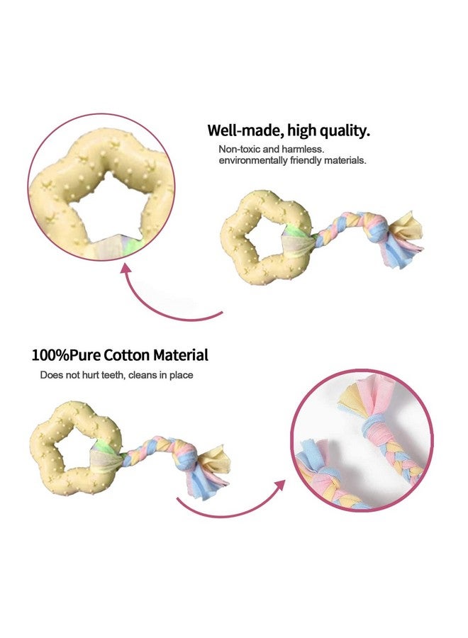 إيميلي بيتس لعبة حبل للمضغ والتسنين للكلاب الصغيرة، لعبة حبلية مكونة من عقدتين، لعبة مضغ للكلاب مع حبل مضفر، لعبة على شكل نجمة مطاطية كرتونية للجراء والقطط (قد يختلف اللون) عبوة من 3 قطع - Image 4