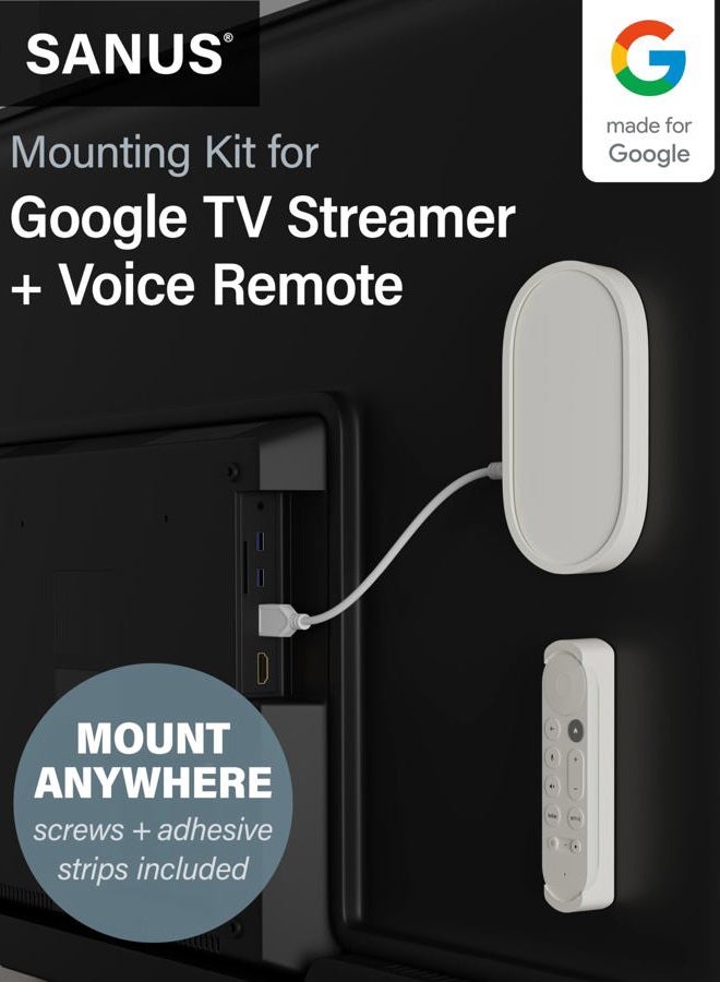 Sanus Mounting Kit for Google TV Streamer (4K) & Google TV Voice Remote Mounts – Conceal Google TV Streamer Behind TV for Cable-Free Look – Mount Google TV Voice Remote on Wall for Easy Access - Image 2
