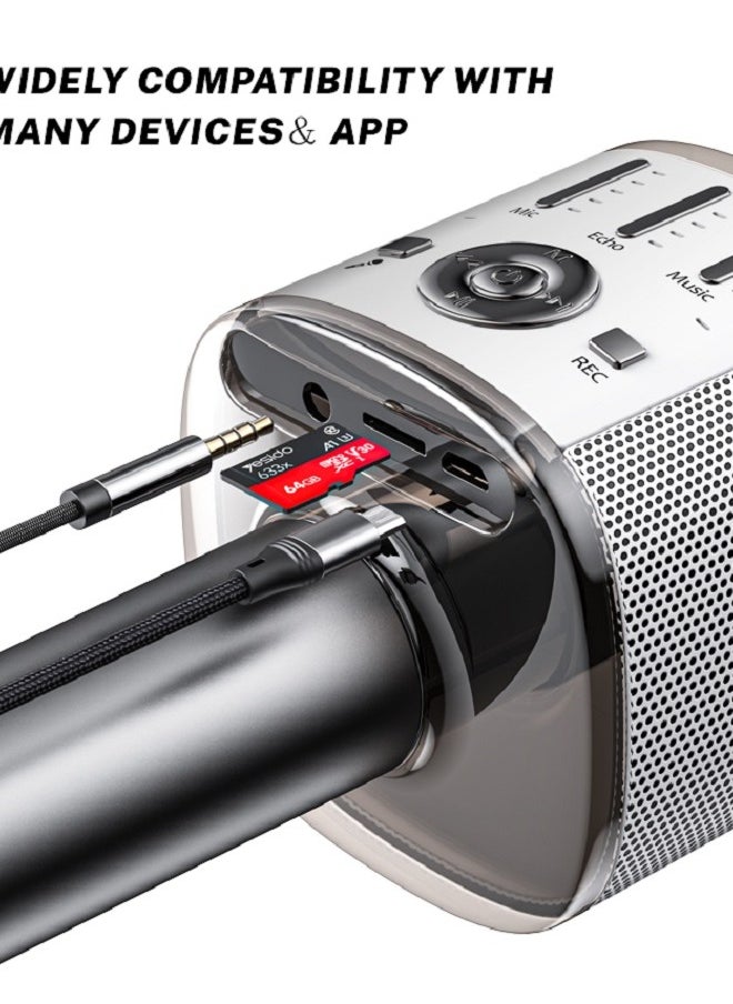 Generic - Melody Magic Unleashed: Portable Handheld Rechargeable Karaoke Microphone with Wireless Bluetooth Connectivity and Stereo Sound - Perfect for Home Celebrations and Birthday Parties - Image 1