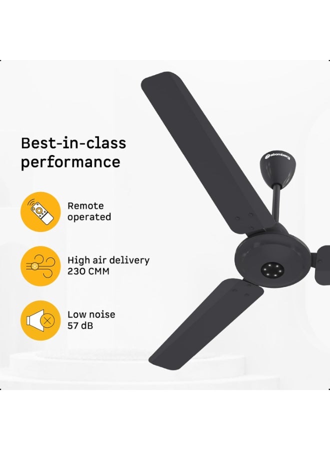 atomberg Efficio Alpha 1200mm BLDC Ceiling Fan with Remote Control | BEE 5 star Rated Energy Efficient Ceiling Fan | High Air Delivery with LED Indicators | 2 Year Warranty (Pebble Grey) - Image 4