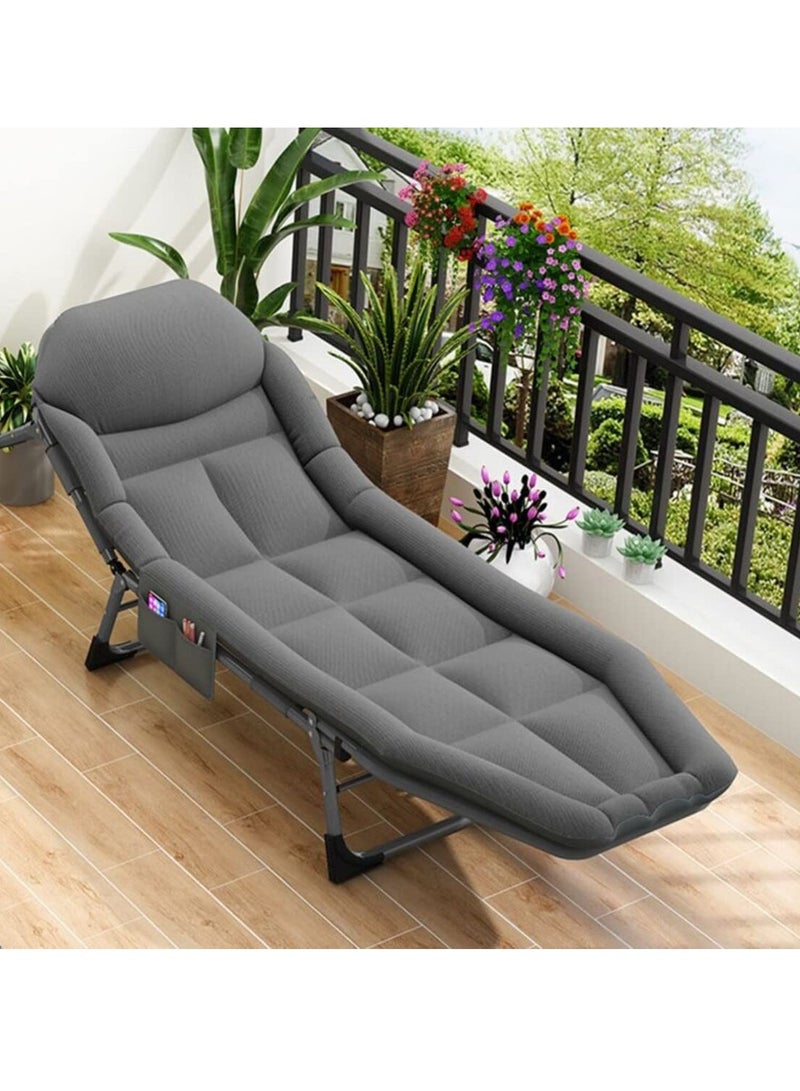 DubaiGallery Lounge Chair Folding Cot, Portable Folding Camping Cot Bed, Sleeping Cot for Beach Lawn Camping Pool Sunbathing Chairs,  - Image 1
