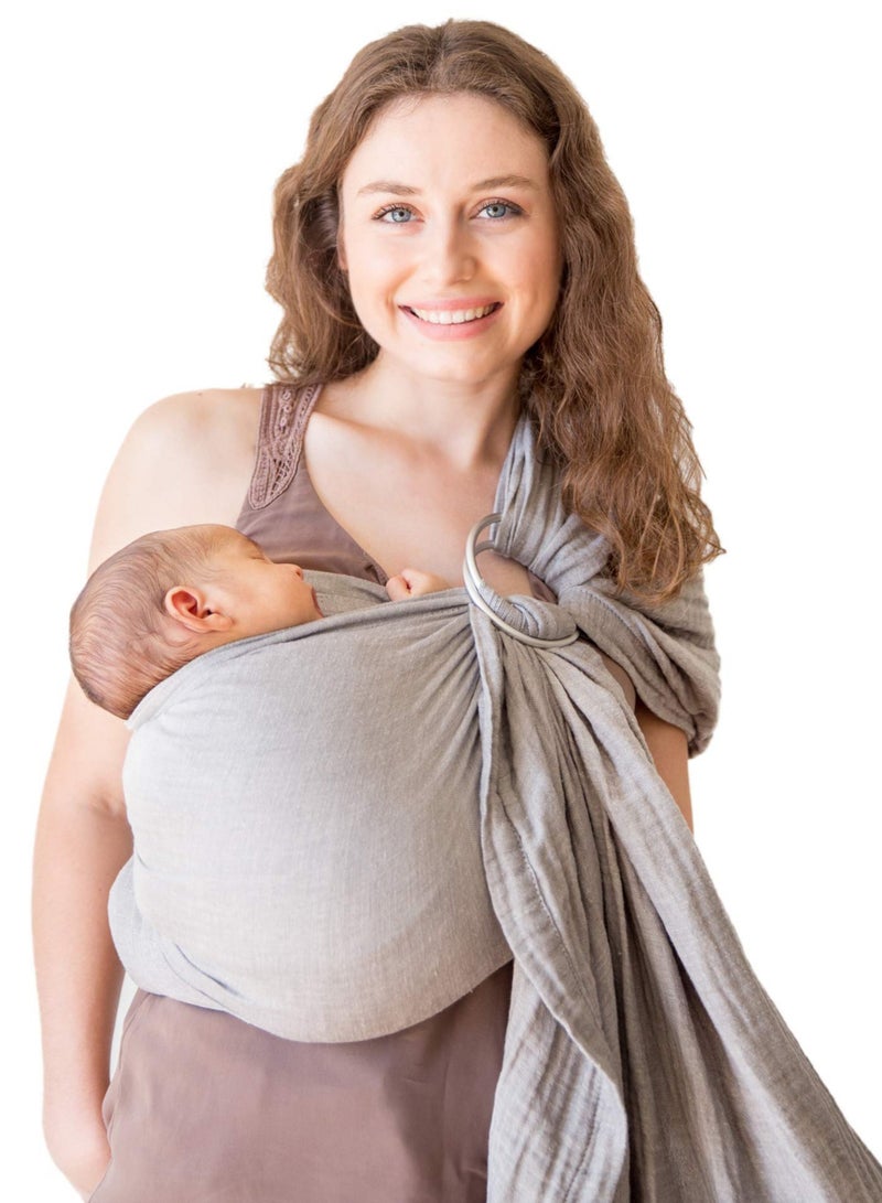 SOLARAE Baby Carrier Wrap, Baby Sling and Ring Sling Cotton Muslin Infant Carrier, Ring Sling Baby Carrier Front and Chest Newborn Carrier Baby Carrier Wrap, Toddler Carrier – Grey - Image 1