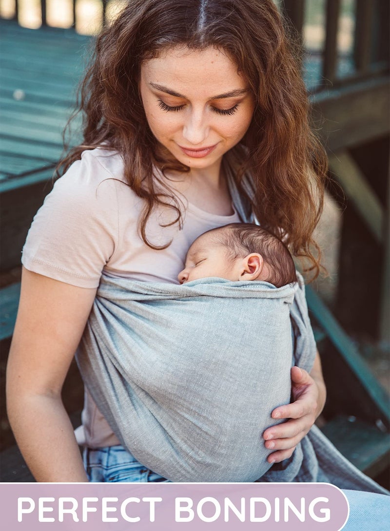 SOLARAE Baby Carrier Wrap, Baby Sling and Ring Sling Cotton Muslin Infant Carrier, Ring Sling Baby Carrier Front and Chest Newborn Carrier Baby Carrier Wrap, Toddler Carrier – Grey - Image 2