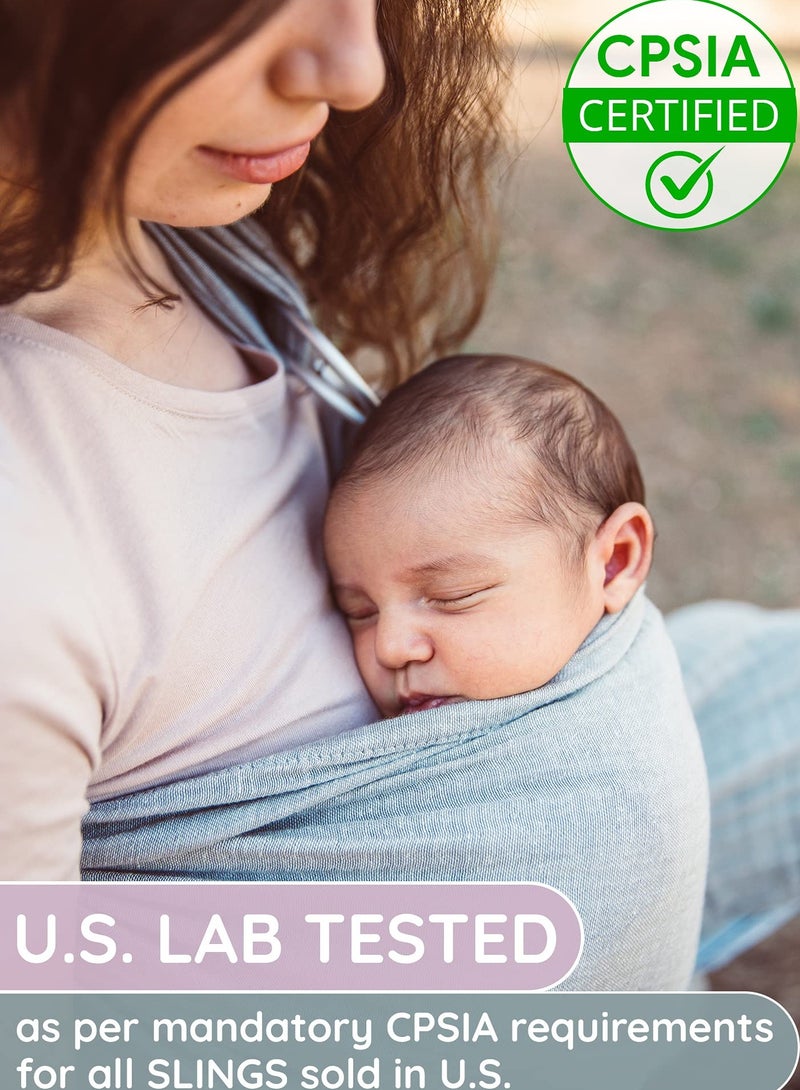 SOLARAE Baby Carrier Wrap, Baby Sling and Ring Sling Cotton Muslin Infant Carrier, Ring Sling Baby Carrier Front and Chest Newborn Carrier Baby Carrier Wrap, Toddler Carrier – Grey - Image 4