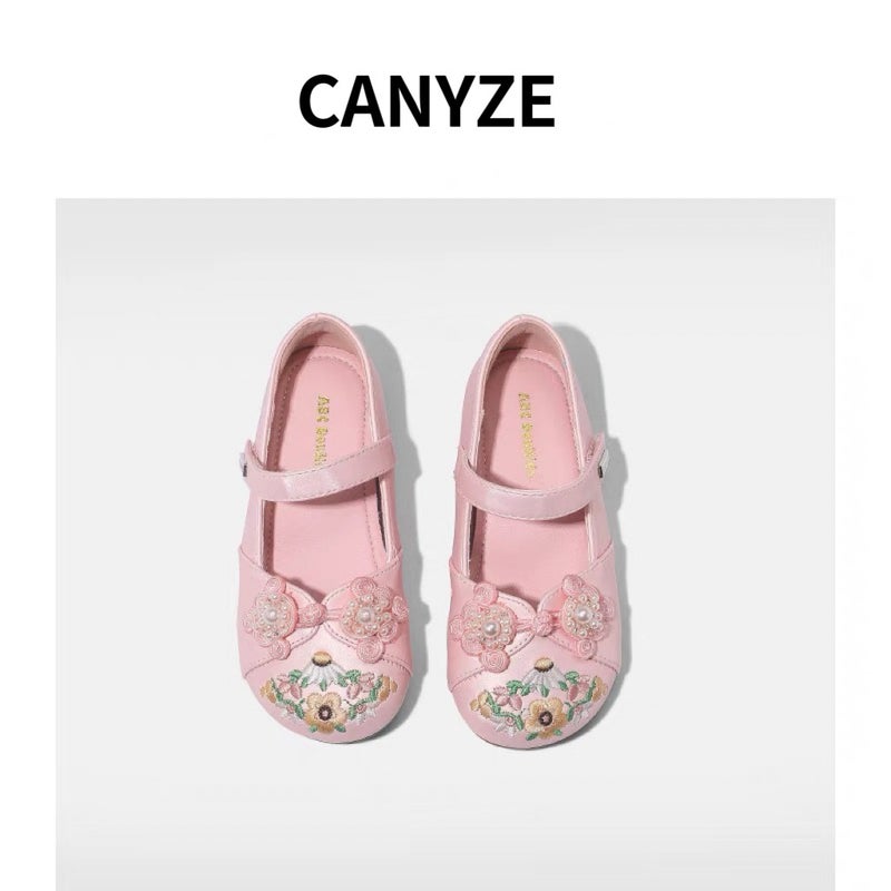 Canyze. Girls' Hanfu Shoes Children'S Guofeng Princess Shoes New Chinese Soft-Soled Leather Shoes - Image 3
