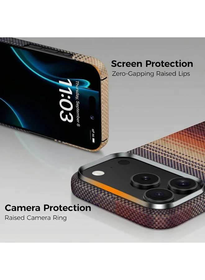 Mobcos Mobcos 17 Pro Max Fiber Sunset Red Mobcos iPhone 17 Pro Max Sunset Red Aramid Fiber Case, 1500D Fusion Weave, Ultra Slim Lightweight Magnetic Cover, MagSafe Compatible  | Best Price UAE
