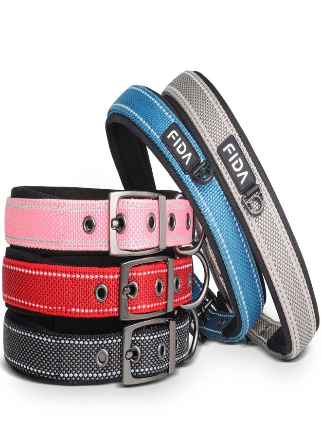 Fida Heavy Duty Dog Collar, Ultra Comfortable Soft Neoprene Padded, Adjustable Reflective Nylon Pet Collar with Durable Metal Belt Buckle for Medium Breeds (M, Red) - Image 2