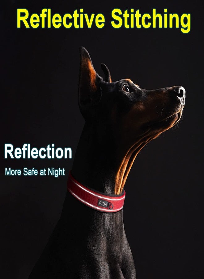 Fida Heavy Duty Dog Collar, Ultra Comfortable Soft Neoprene Padded, Adjustable Reflective Nylon Pet Collar with Durable Metal Belt Buckle for Medium Breeds (M, Red) - Image 5
