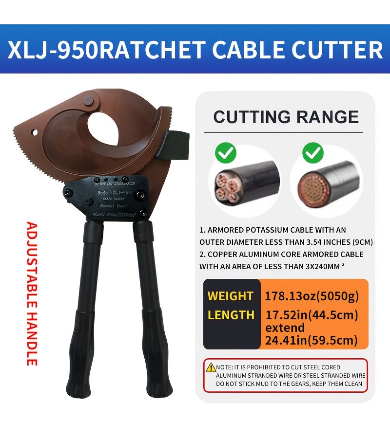 LC50 Ratchet Cable Cutter Electrician Shear Wire Pliers Labor Saving Manual Scissors - Image 3
