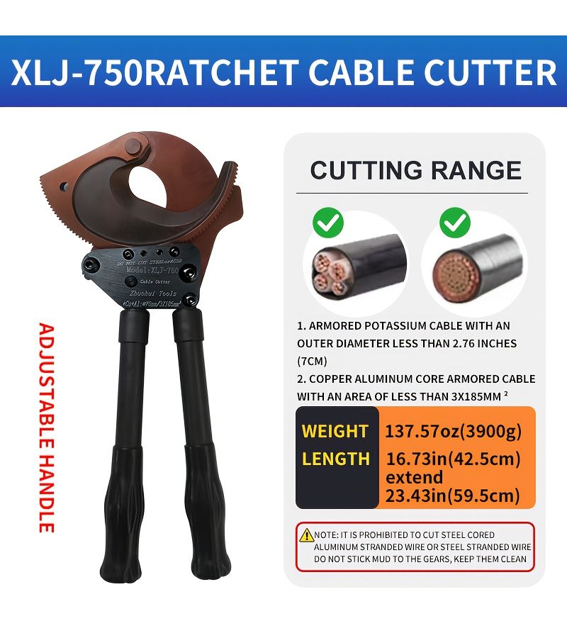 LC50 Ratchet Cable Cutter Electrician Shear Wire Pliers Labor Saving Manual Scissors - Image 2