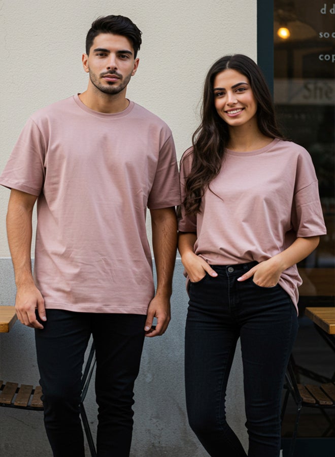 trendyol Dusty Rose Oversize/Wide Cut 100% T-Shirt TMNSS22TS0318 - Image 3
