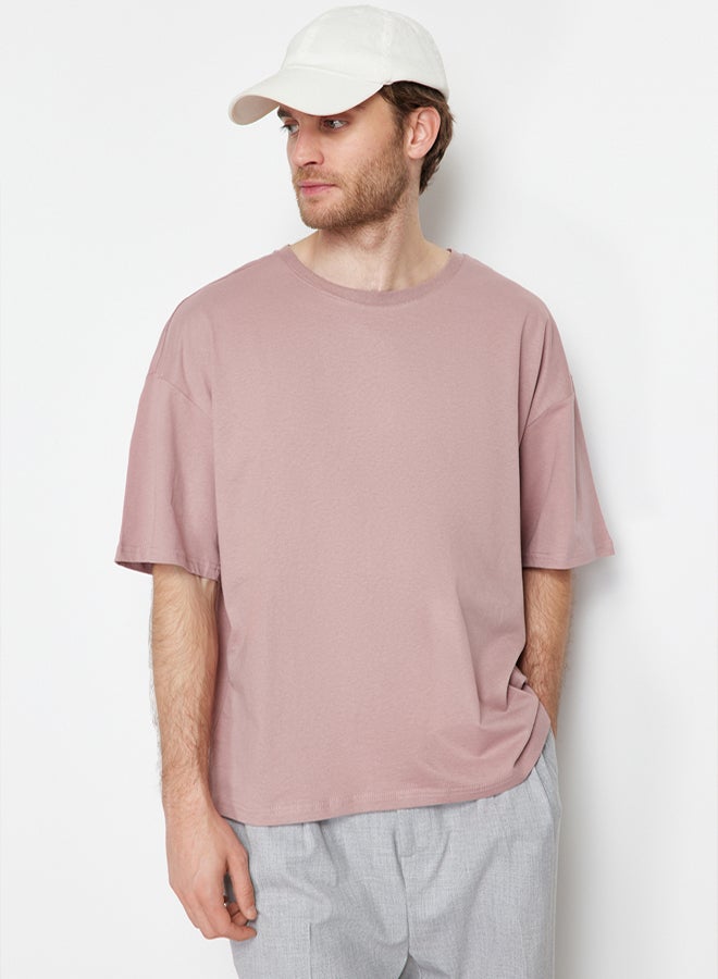 trendyol Dusty Rose Oversize/Wide Cut 100% T-Shirt TMNSS22TS0318 - Image 4