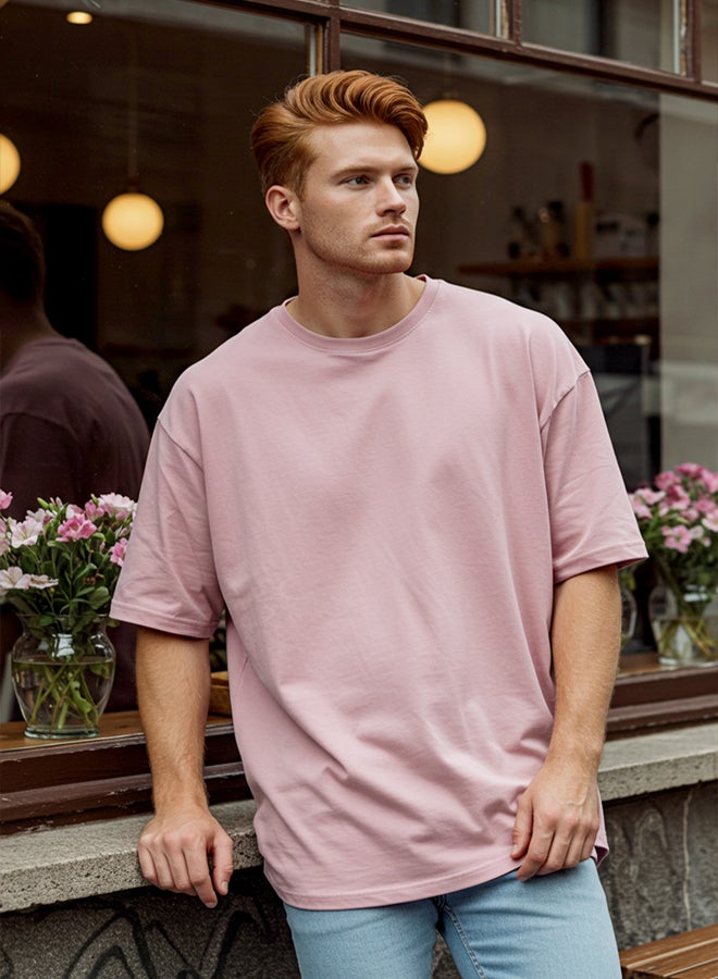 trendyol Dusty Rose Oversize/Wide Cut 100% T-Shirt TMNSS22TS0318 - Image 1