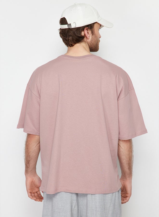 trendyol Dusty Rose Oversize/Wide Cut 100% T-Shirt TMNSS22TS0318 - Image 2