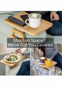 Excefore Sofa Arm Clip Table for Wide Couches, Couch Arm Tray Table, Portable Table, TV Table and Side Tables for Small Spaces, Stable Sofa Arm Table for Eating and Drink Table  - Image 5