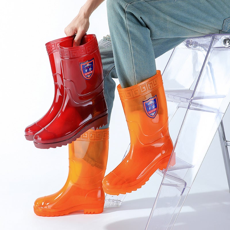 Non-Lining Mid-Calf Water Shoes Unisex Quick-Drying Waterproof Wear-Resistant Work Rubber Shoes Construction Site Car Wash Fishing Shoes Rain Boots - Image 2