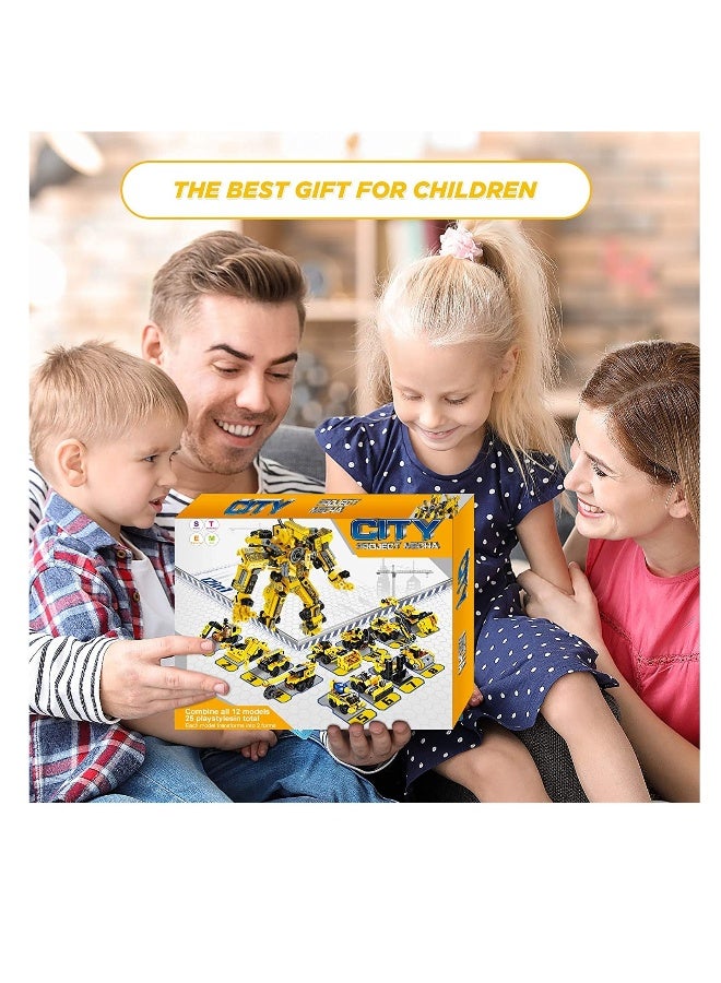 Loquat Robot Building Toys 573 PCS, 25 in 1 Construction Toy Engineering Building Bricks Construction Vehicles Kit, Engineering Robot Transforming Blocks, Best Gift for Kids Age 6 7 8 9 10 11 12 Year Old - Image 5